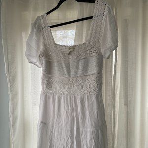 Crochet white smocked dress